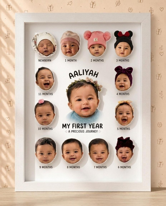 My First Year - Personalized in 3D Art - A Precious Journey Frame