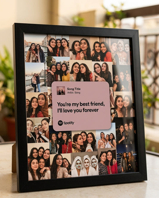 Friendship Memories & Melodies — Personalized Photo Collage with Spotify Card