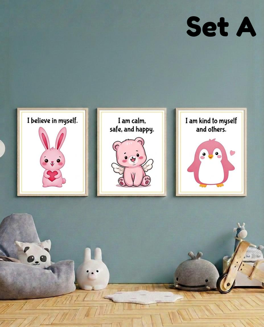 Daily Affirmations for Kids - For Little Hearts, Big Confidence - 3 Frames set