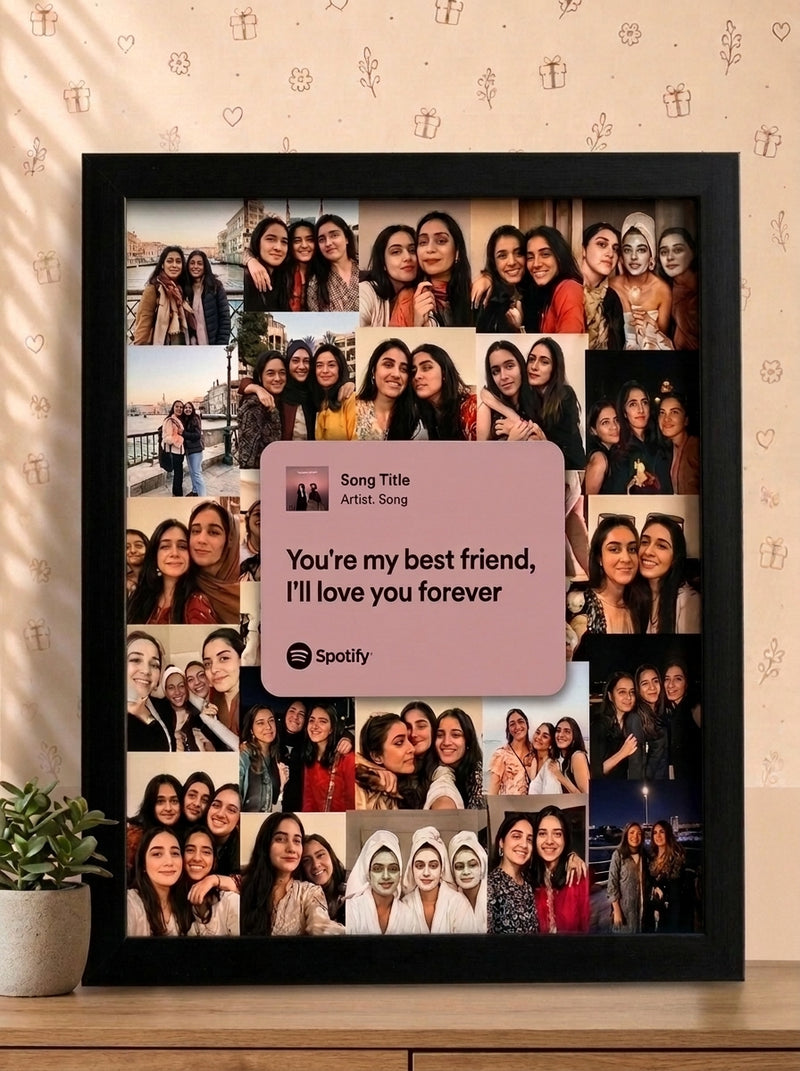 Friendship Memories & Melodies — Personalized Photo Collage with Spotify Card